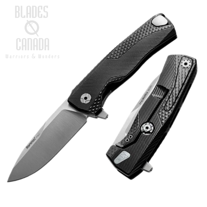 (image for) Lion Steel ROK A BS Flipper Framelock Knife, Satin M390, Aluminum Black ROK A BS